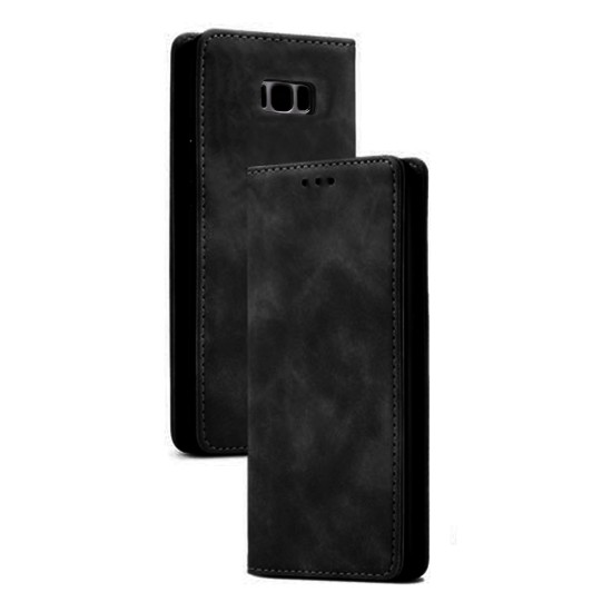 Leather Flip Cover with Internal Pocket For Samsung Galaxy S8 Black